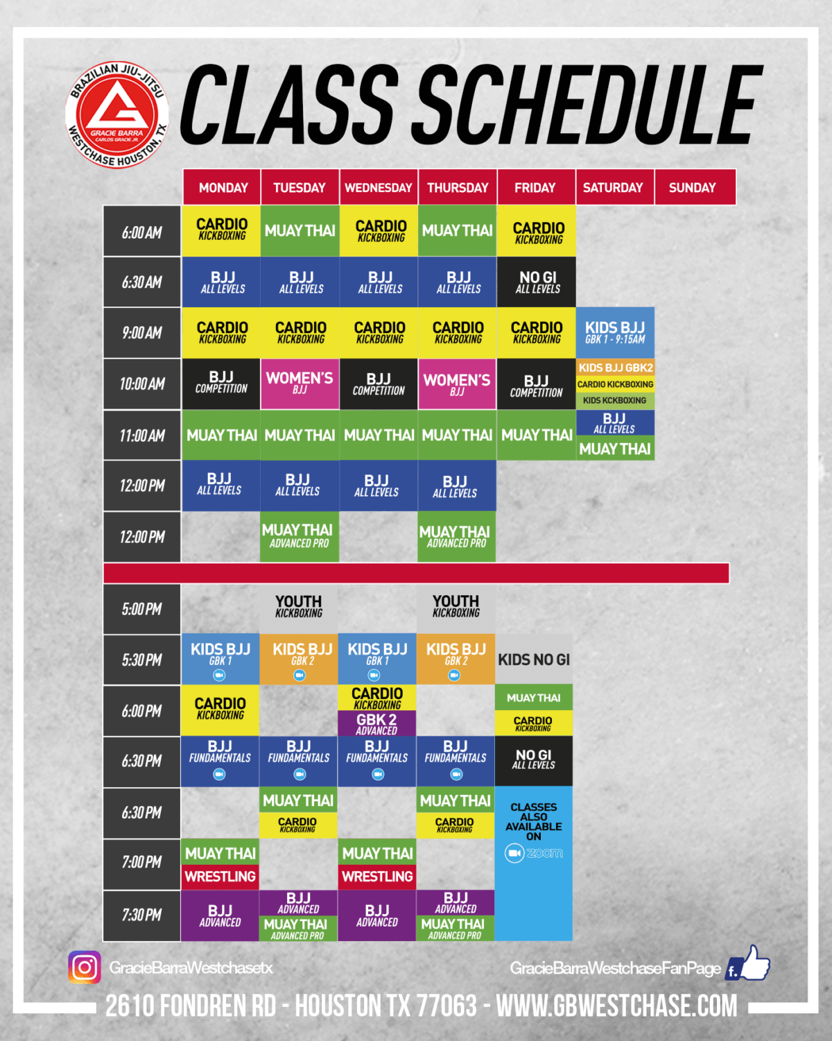 Schedule - Gracie Barra River Oaks